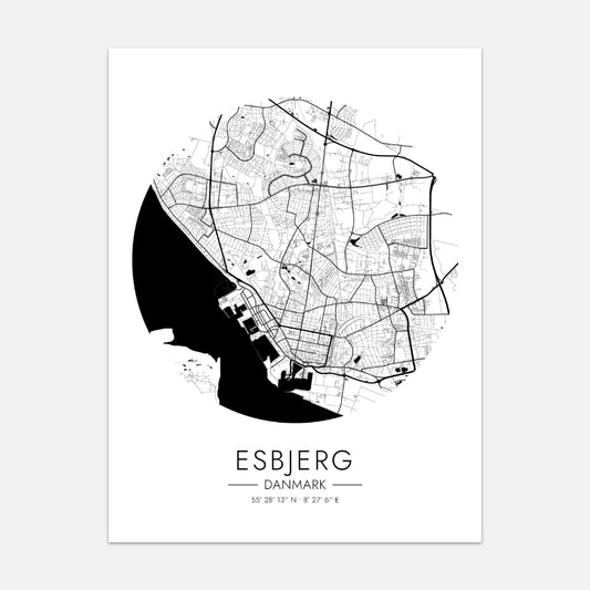 Esbjerg round map poster