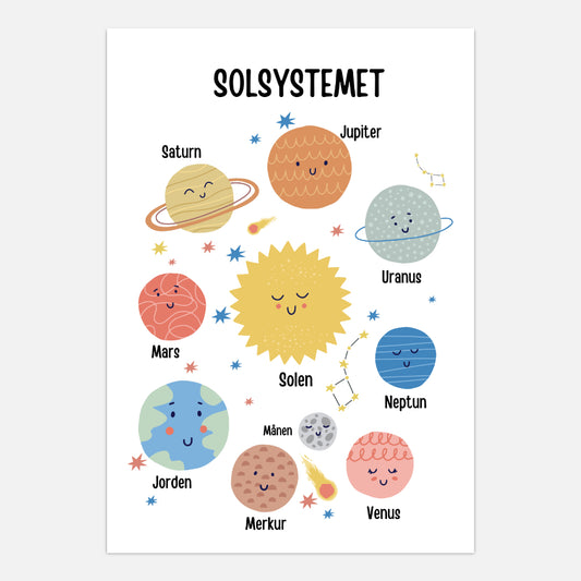 Solar system children's poster