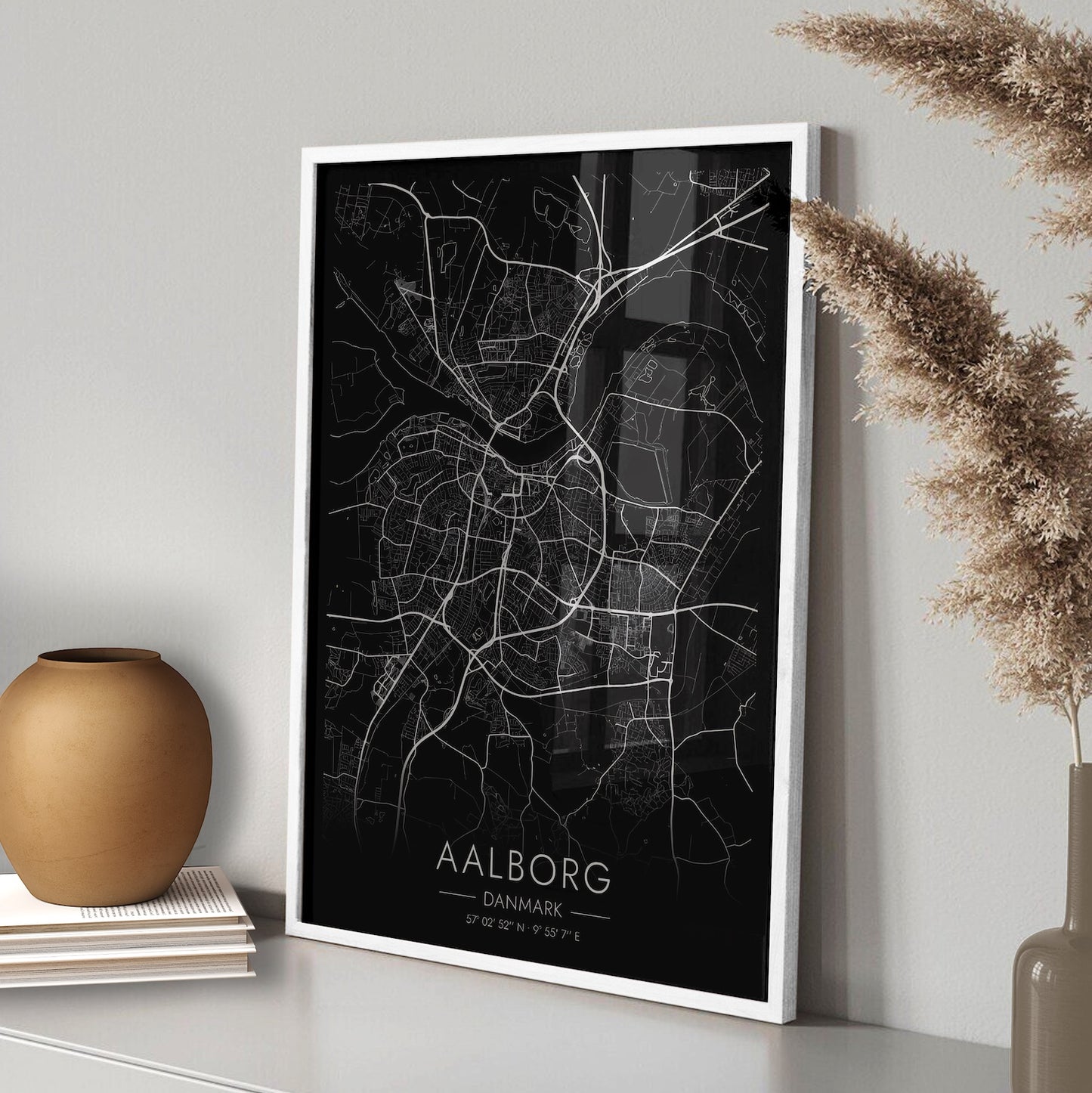 Aalborg black map poster