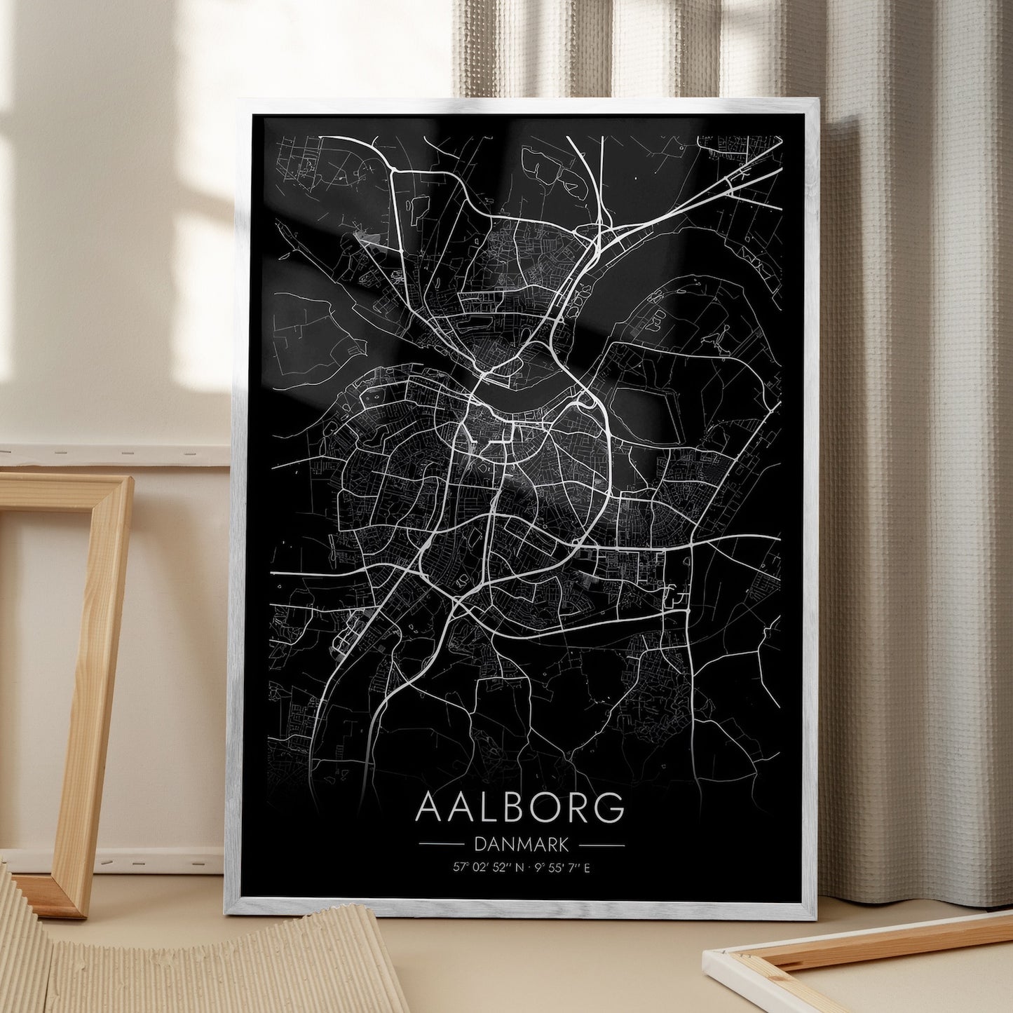 Aalborg black map poster