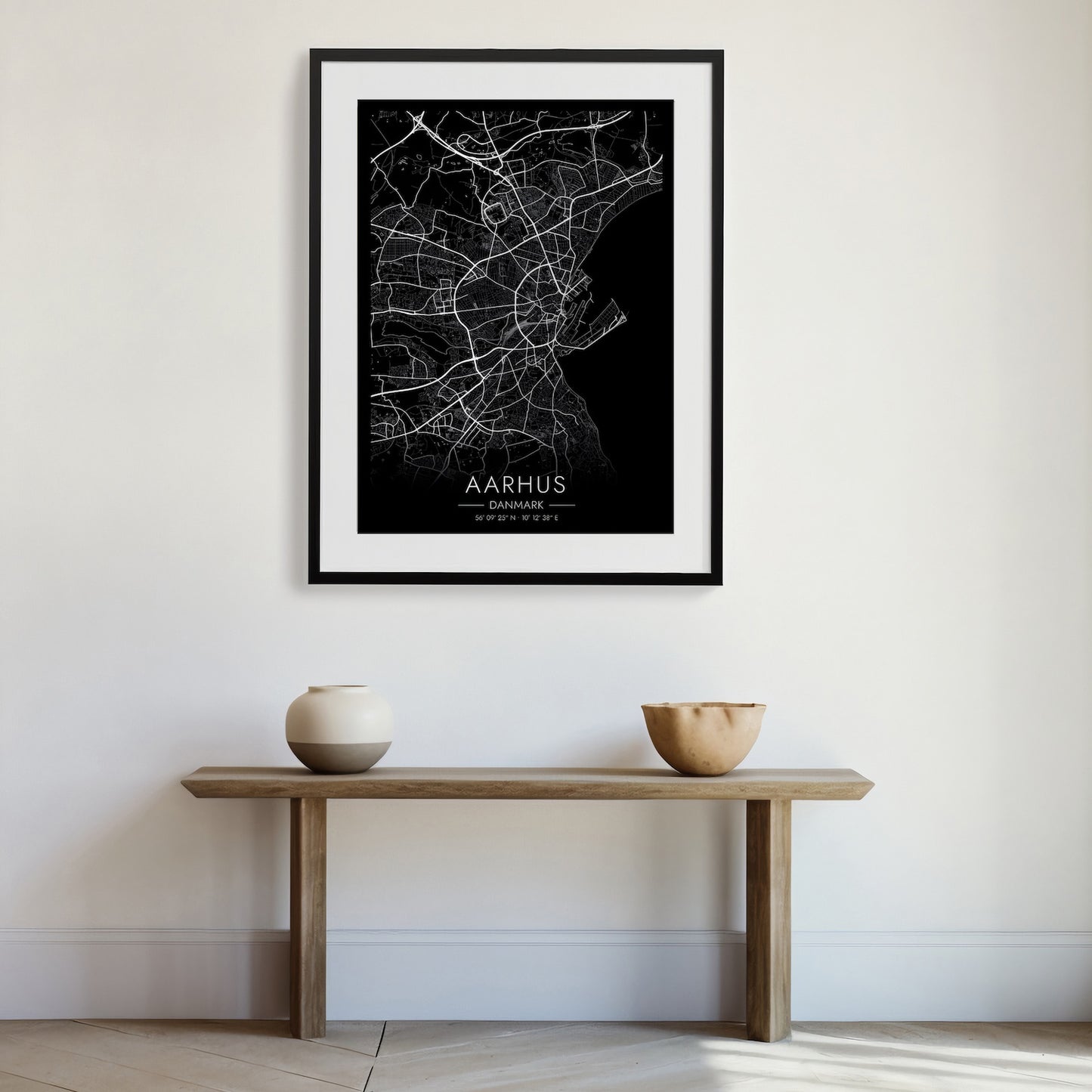 Aarhus black map poster