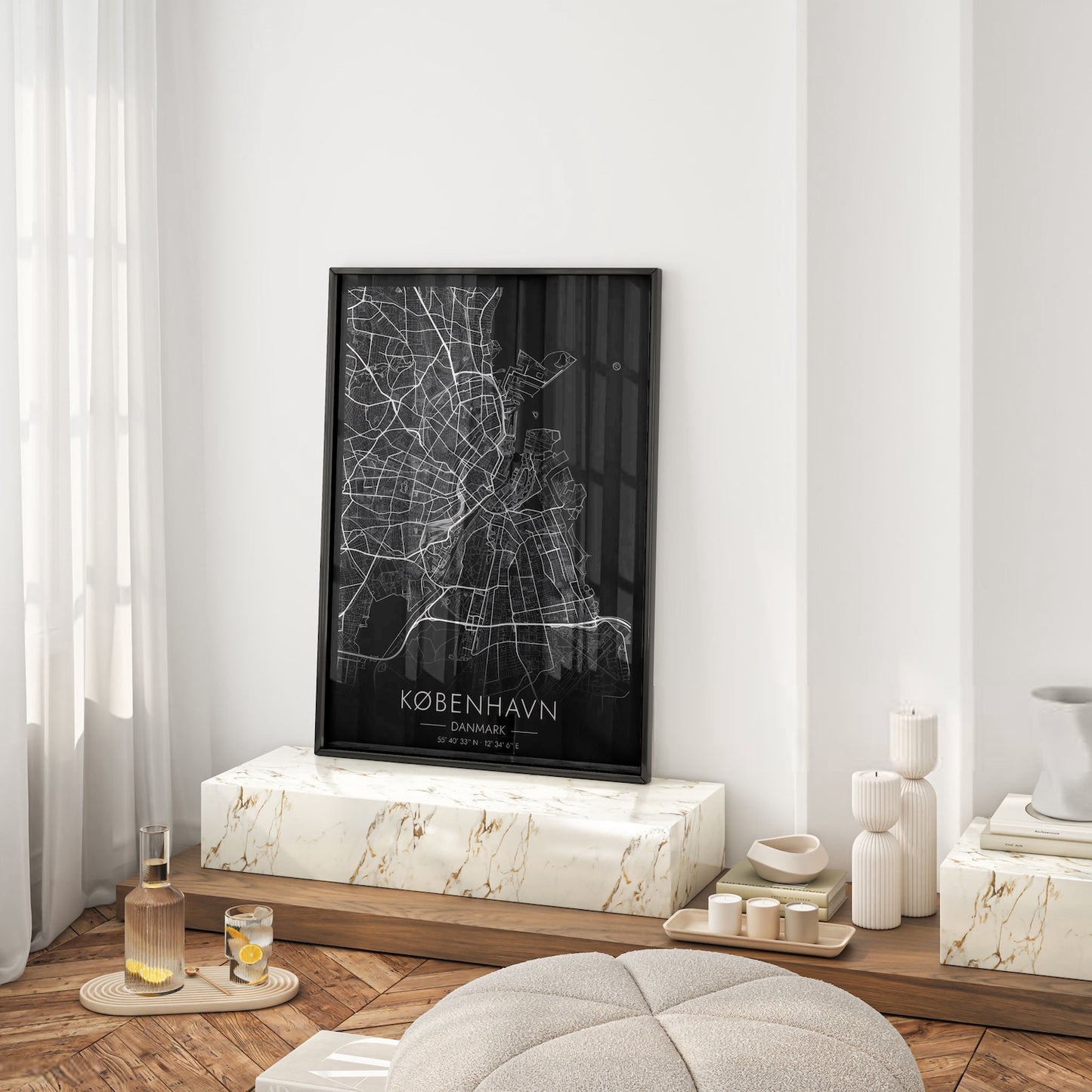 Copenhagen black map poster