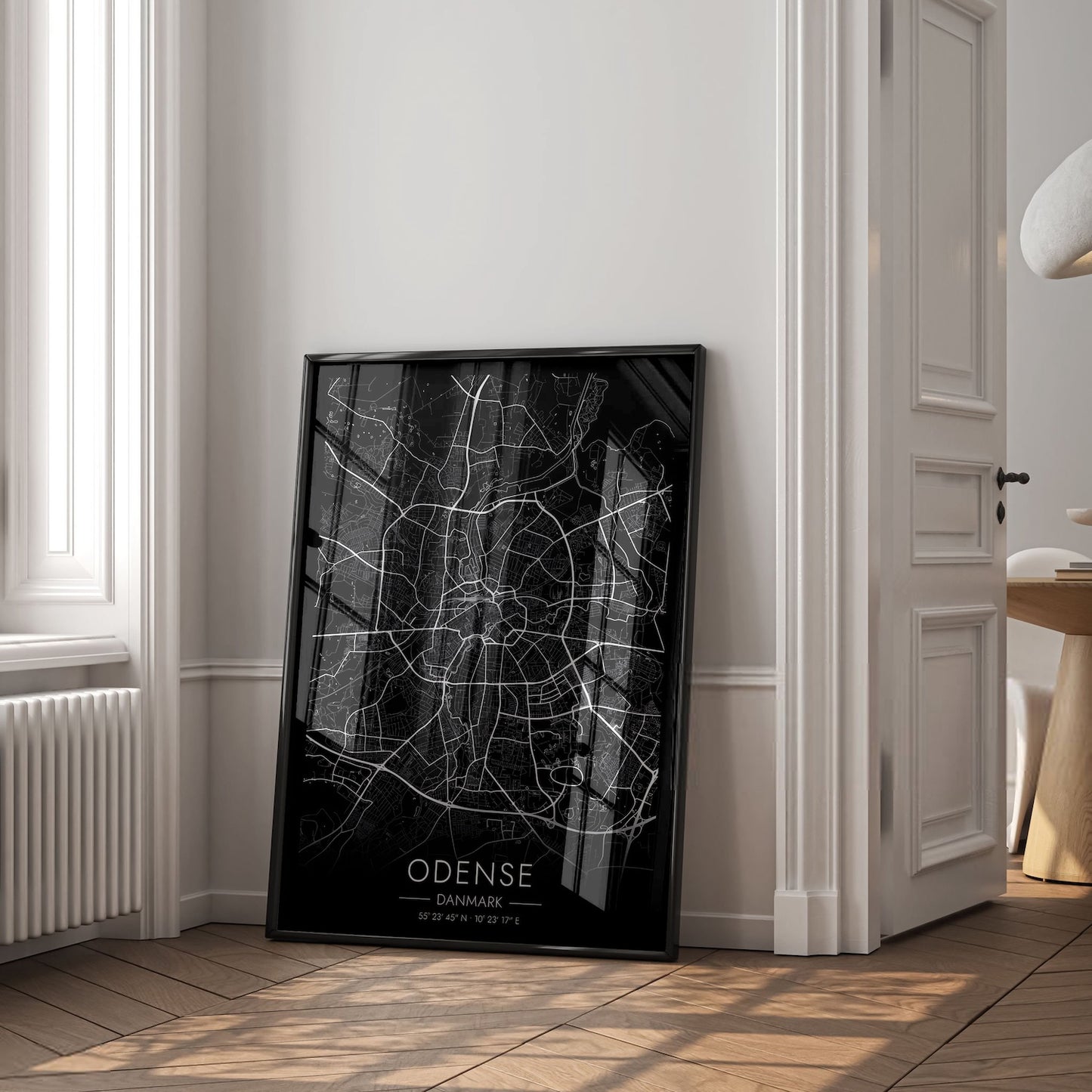 Odense black map poster