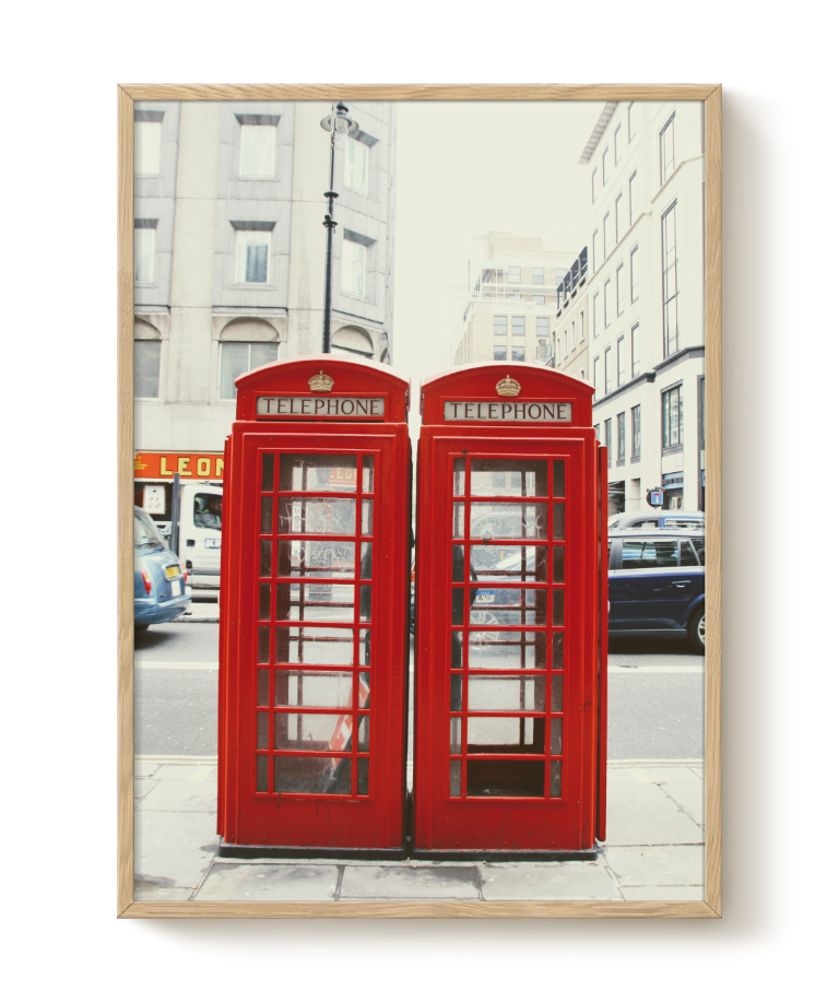 Red telephone booths poster