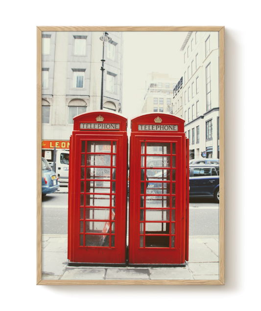 Red telephone booths poster